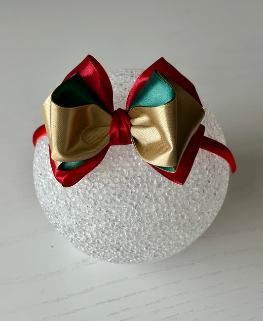 Beige, Red&Green Bow Headband