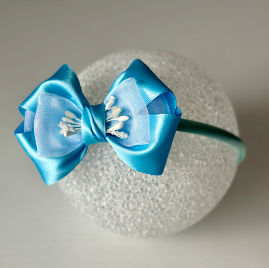 Blue&White Bow Headband