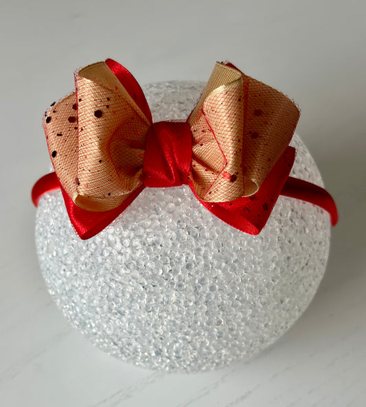 Red&Beige Bow Headband