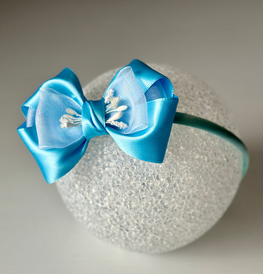 Blue&White Bow Headband