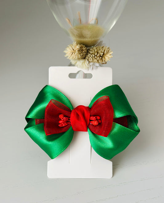 Red&Green Bow Hair Clip